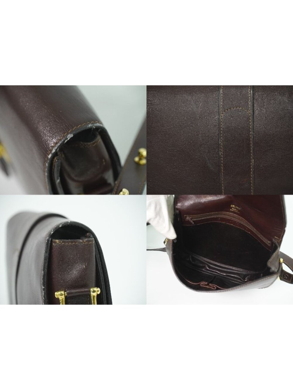 Celine Leather Shoulder Bag Pochette Brown - Picture 8 of 9